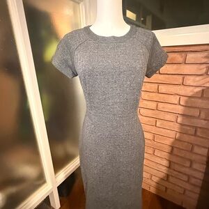 Brooks Brothers Gray Short-Sleeve Knit Midi Dress